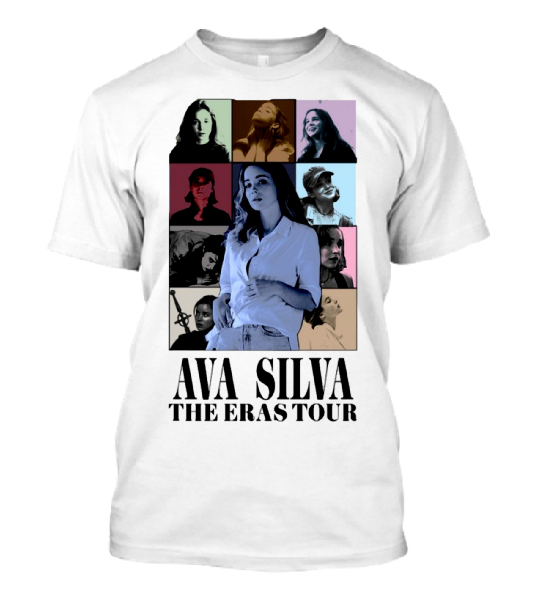AVA SILVA THE ERAS TOUR Multicolored Portrait Collage T-Shirt