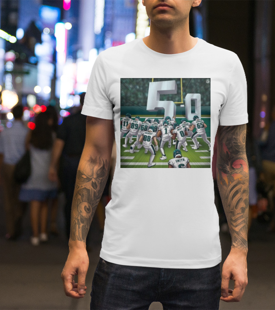 Jalen Hurts Brotherly Shove 5-0 Eagles Victory T-Shirt