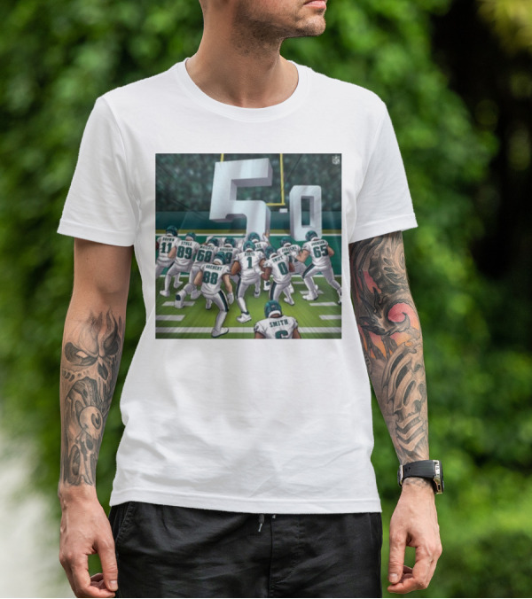 Jalen Hurts Brotherly Shove 5-0 Eagles Victory T-Shirt