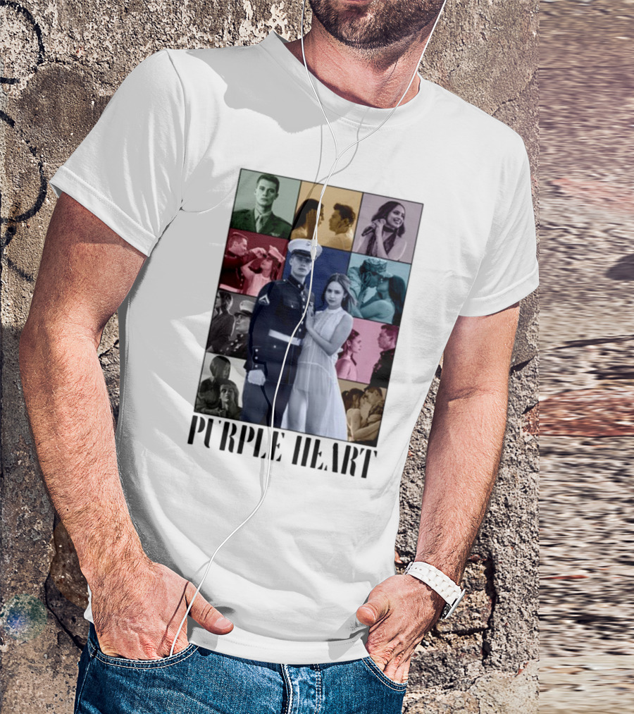 Purple Hearts Romantic Military Love Story Collage T-Shirt