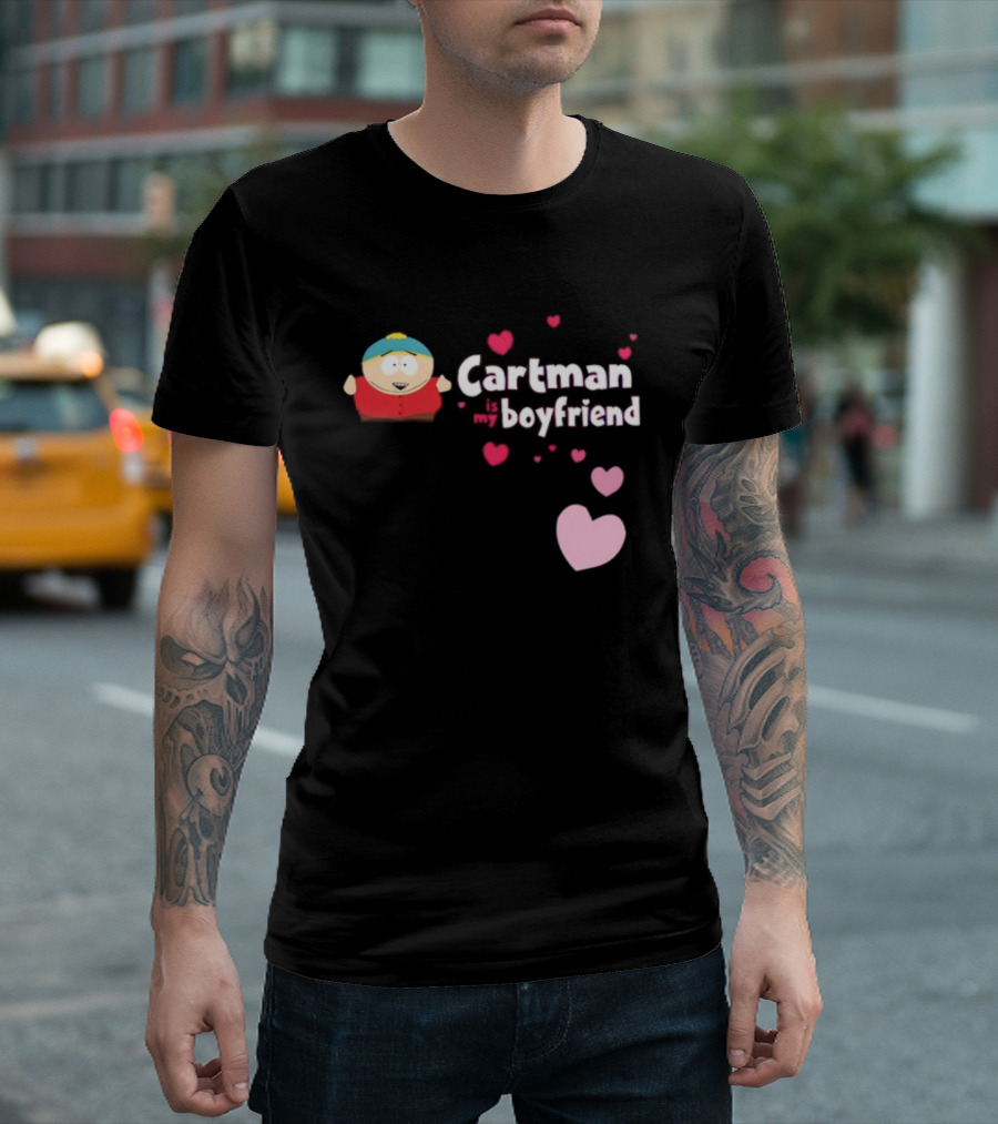 Cartman Is My Boyfriend Pink Hearts Cartoon Character T-Shirt