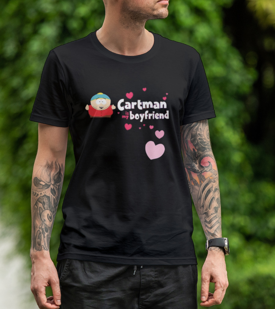 Cartman Is My Boyfriend Pink Hearts Cartoon Character T-Shirt