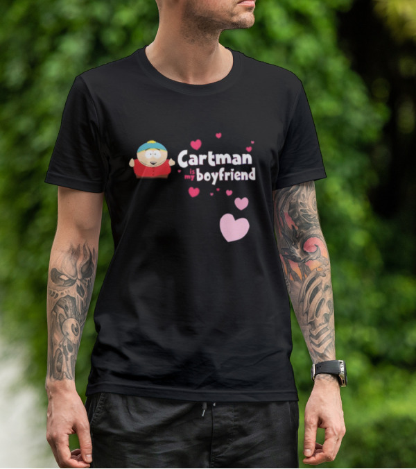 Cartman Is My Boyfriend Pink Hearts Cartoon Character T-Shirt