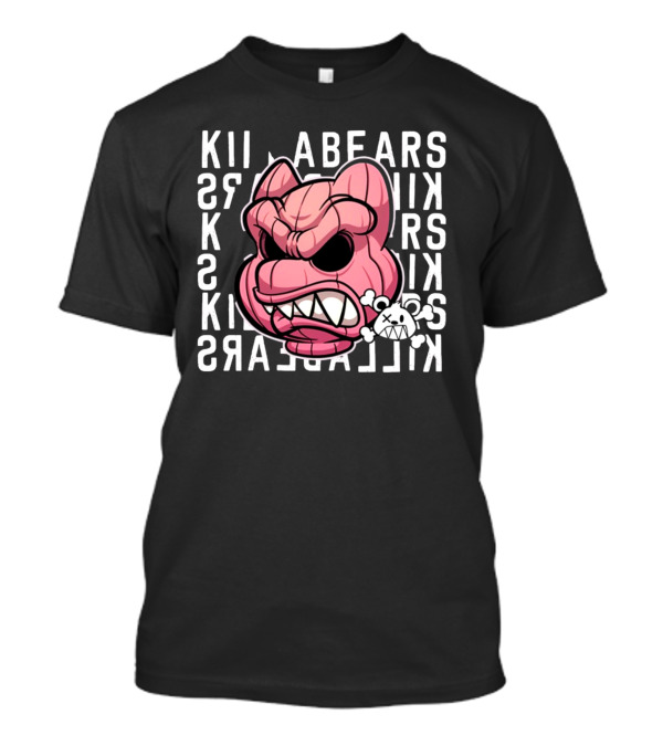 Killabears Angry Pink Bear With Skull And Bones T-Shirt