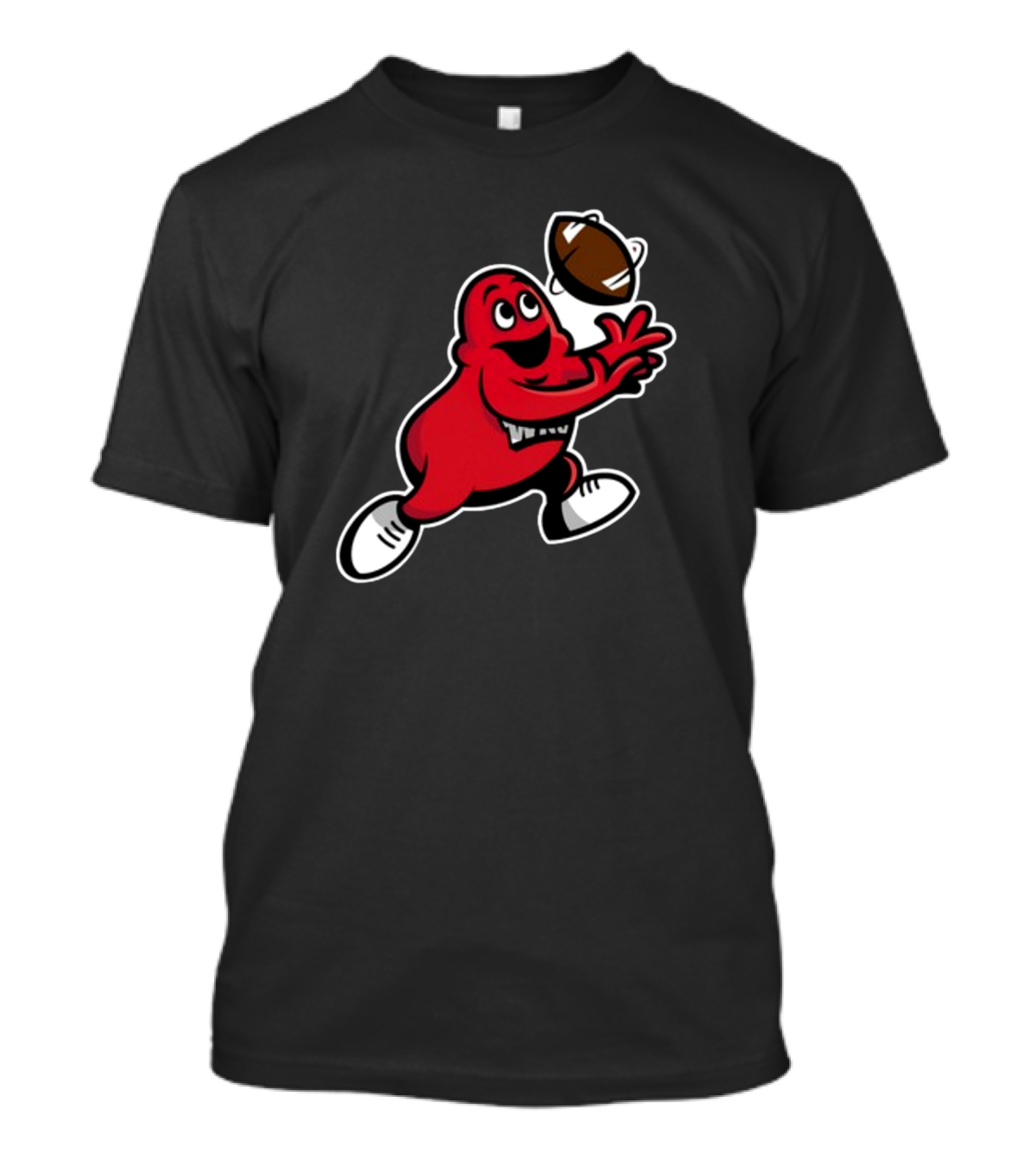 Big Red Mascot Catching Football T-Shirt