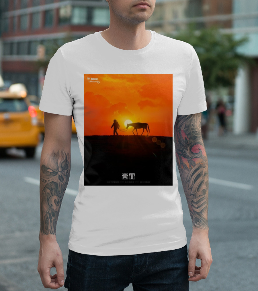 Houston Space City Cowboy with Horse at Sunrise T-Shirt