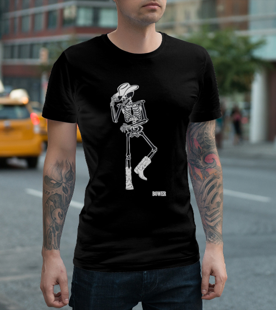 Bower Skeleton Cowboy with Boots and Hat T-Shirt