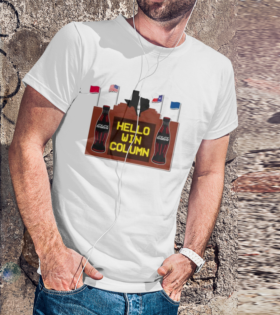 Coca-Cola Hello Win Column Texas Flags Retro T-Shirt