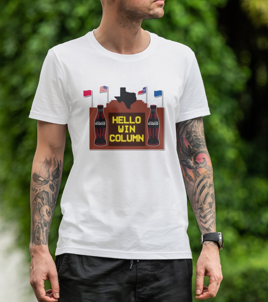 Coca-Cola Hello Win Column Texas Flags Retro T-Shirt