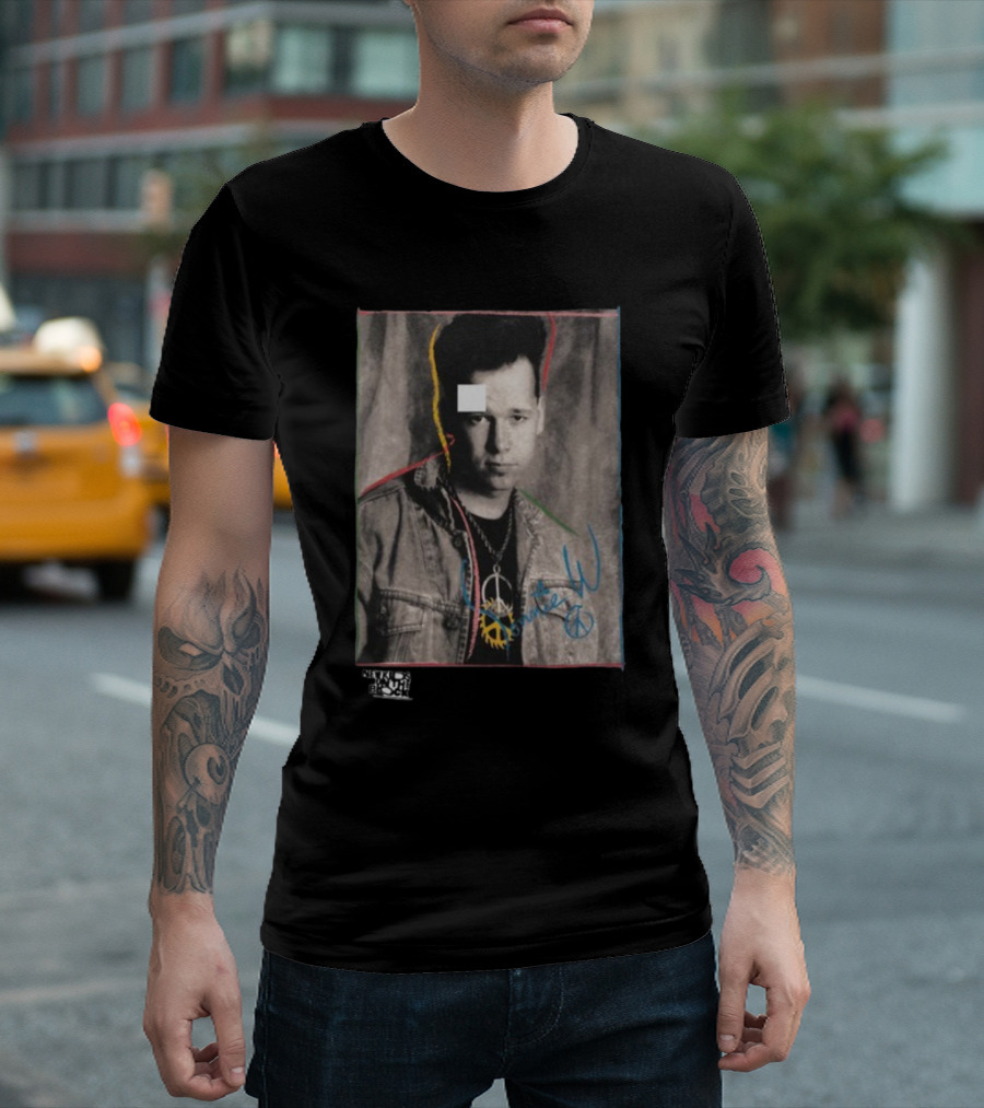Nkotb Donnie Peace Sign Denim Jacket Vintage Style Photo T-Shirt