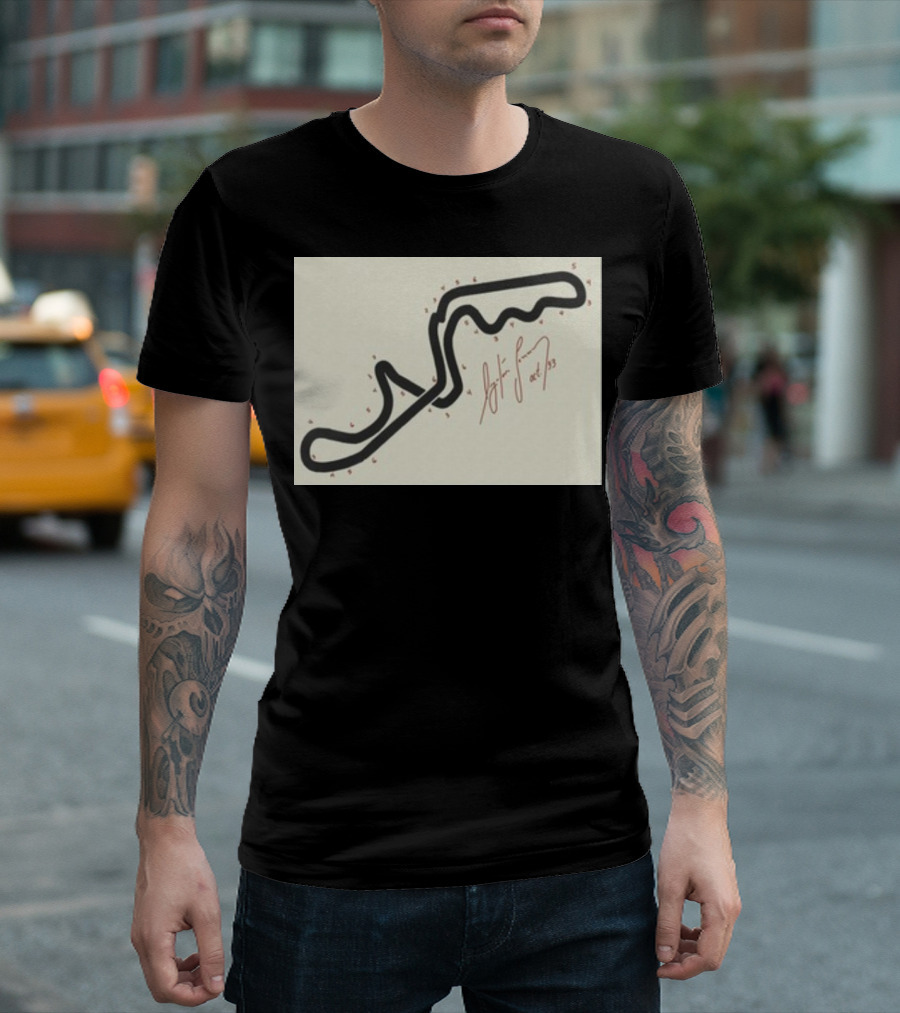 Ayrton Senna Hand-Drawn Suzuka GP 1993 Circuit Map Autograph T-Shirt