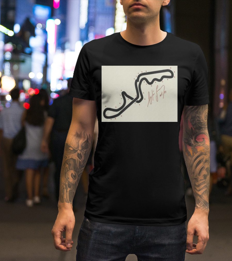 Ayrton Senna Hand-Drawn Suzuka GP 1993 Circuit Map Autograph T-Shirt