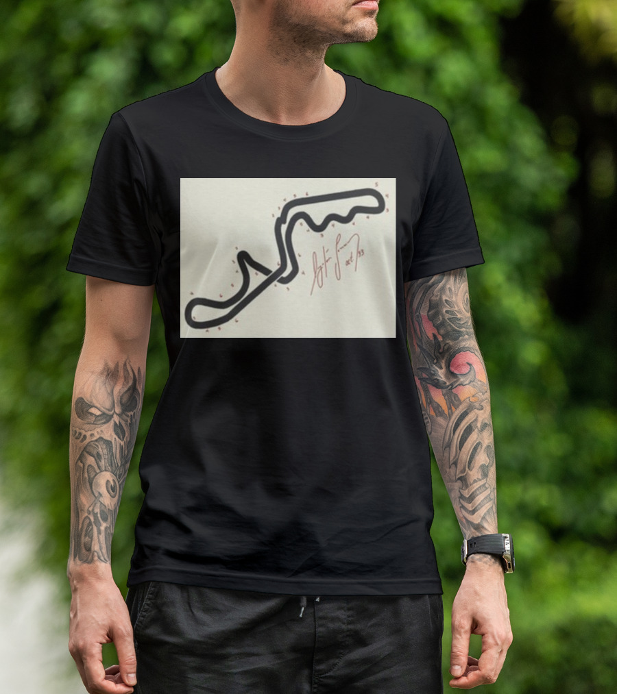 Ayrton Senna Hand-Drawn Suzuka GP 1993 Circuit Map Autograph T-Shirt