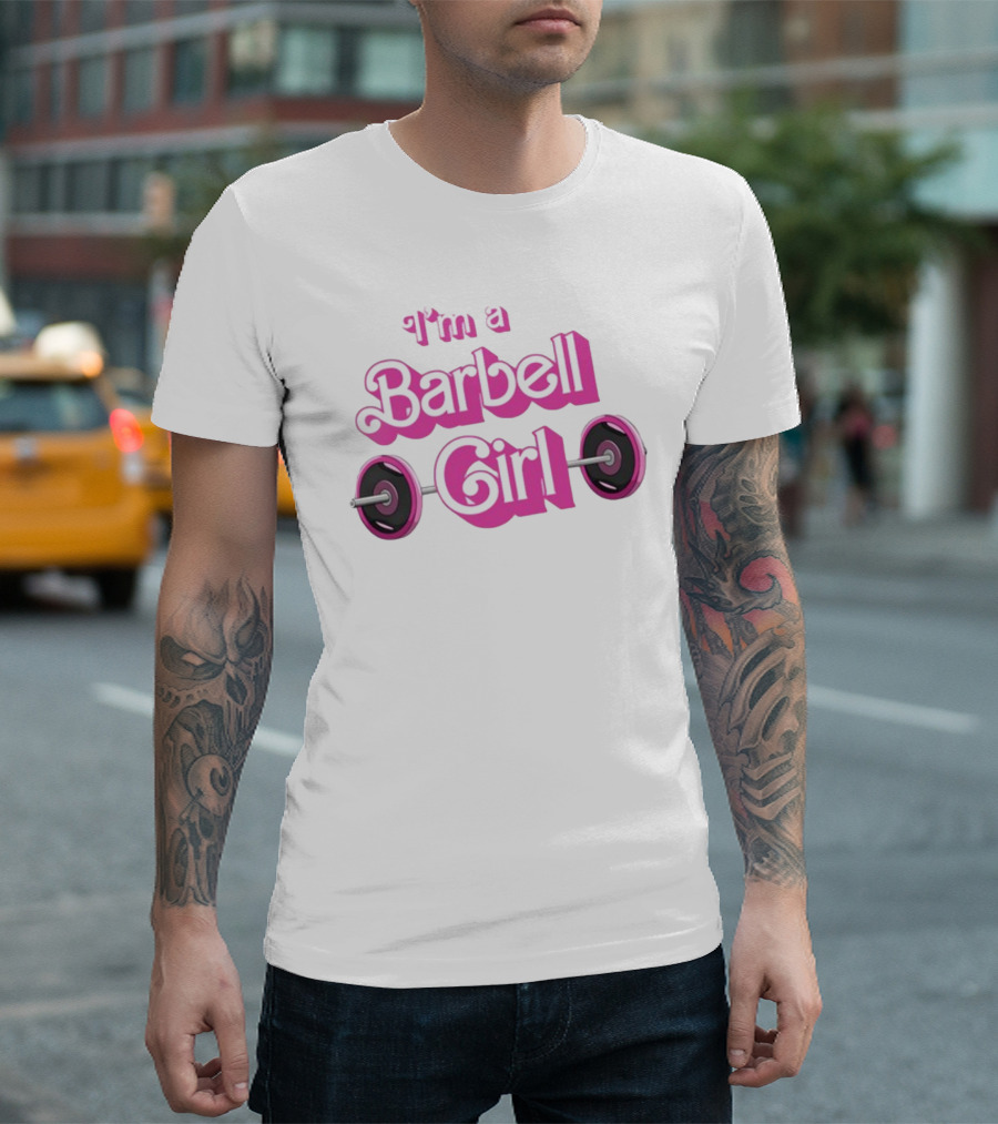 Papa Swolio I'm A Barbell Girl Pink Weightlifting T-Shirt