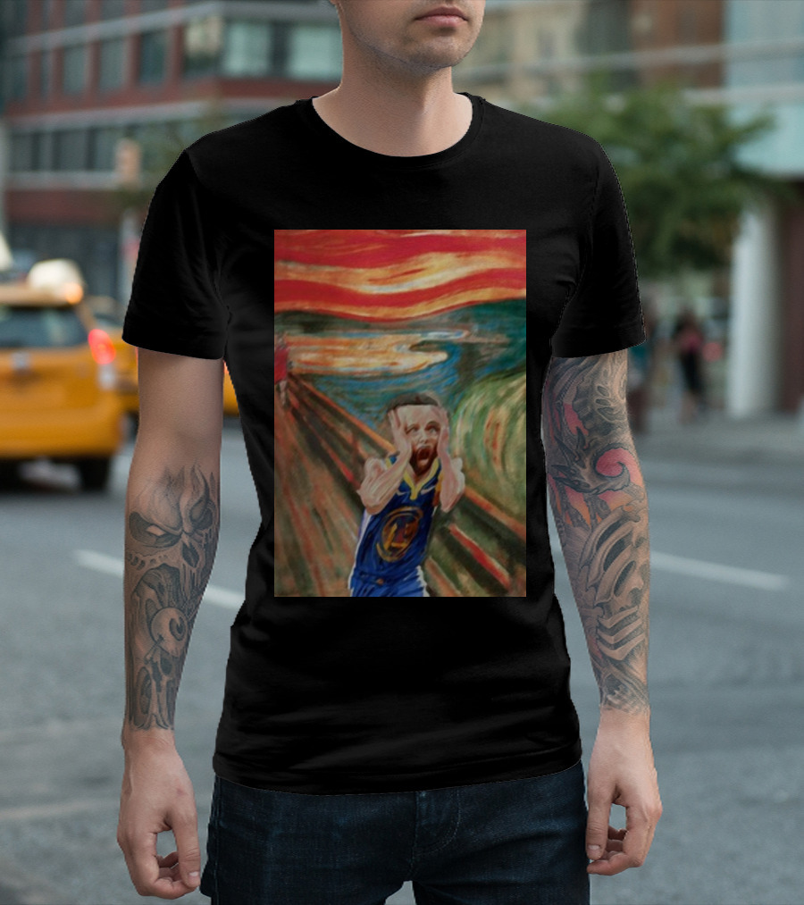 Curry The Scream Basketball Star Meets Iconic Painting Fusion T-Shirt