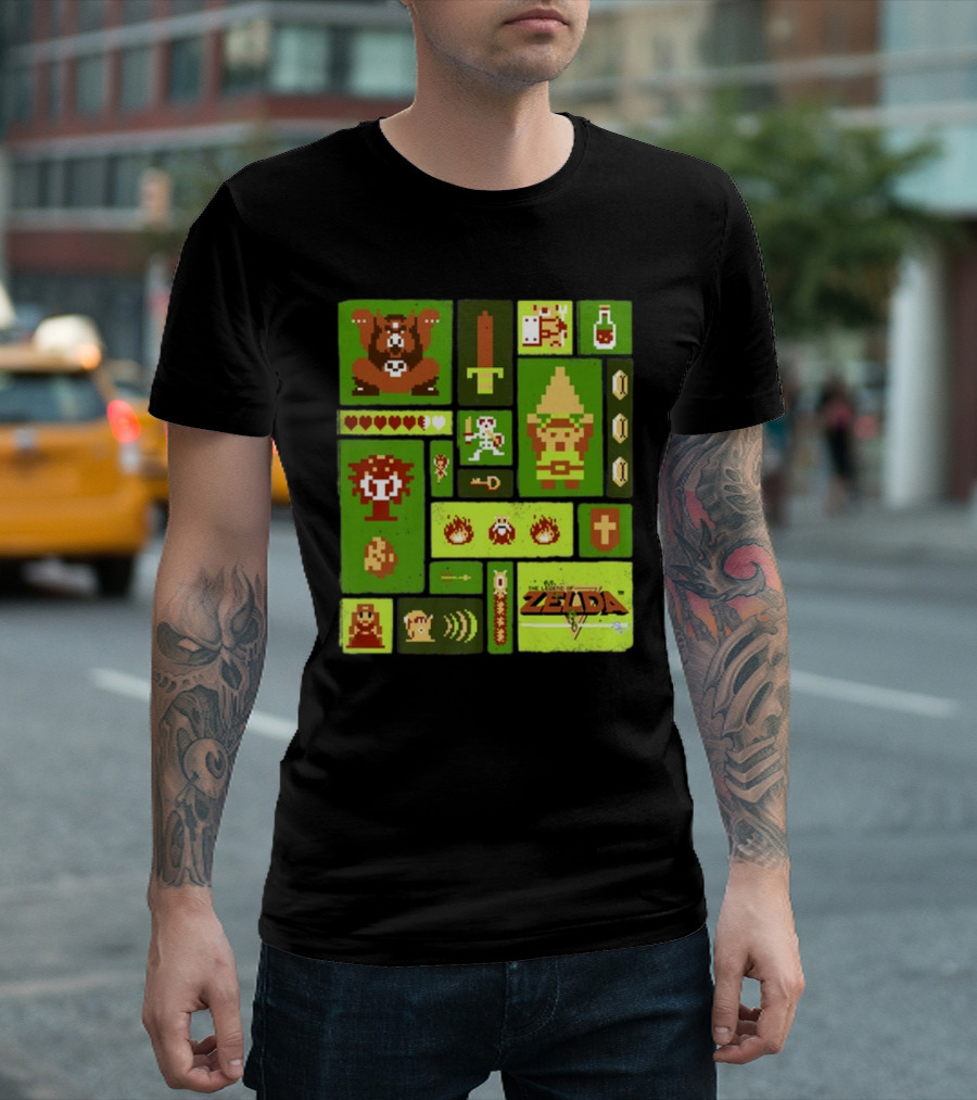 Kane Carter Legend of Zelda Retro Pixel Collage T-Shirt