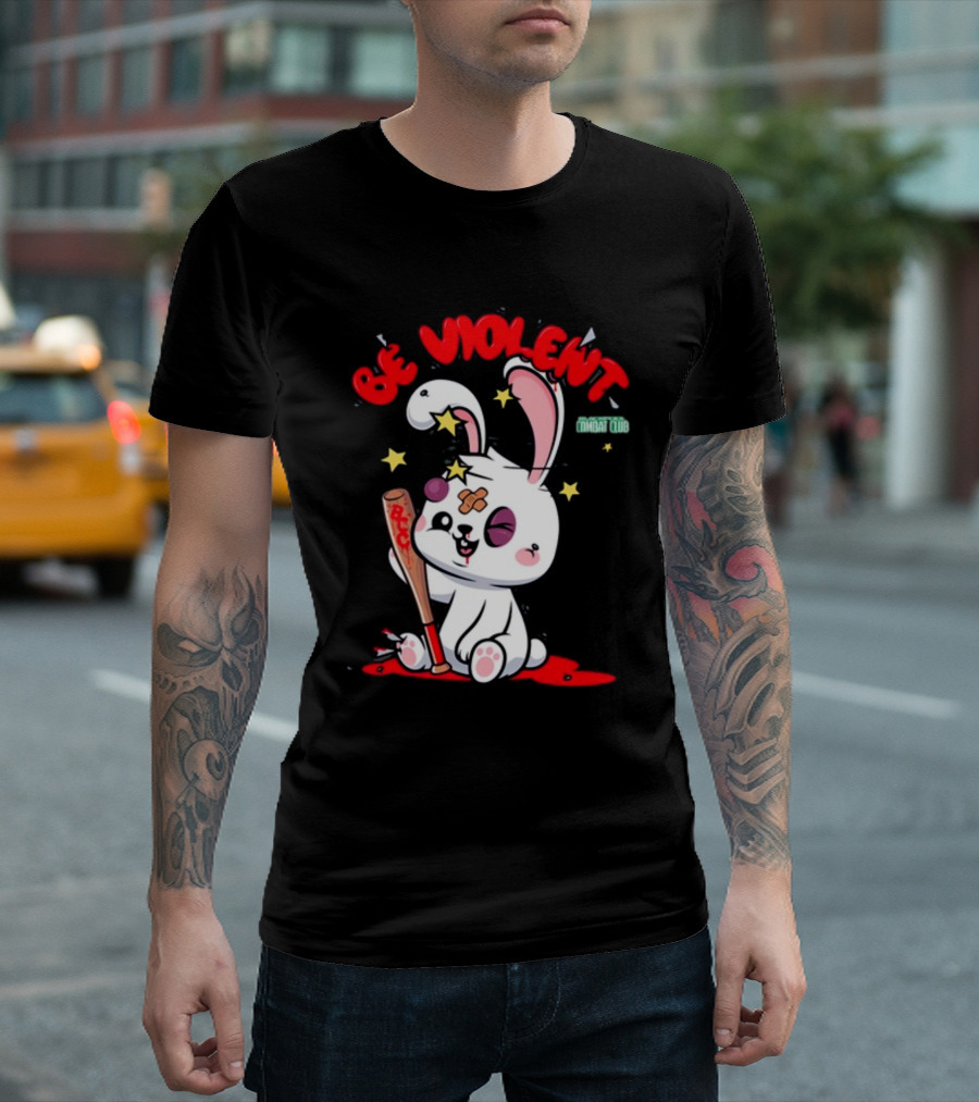 Be Violent Combat Club Rabbit with Bat T-Shirt