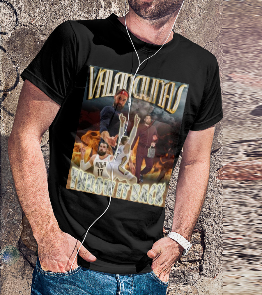 Valanciunas Throw It Back NOLA 17 Basketball Flames T-Shirt