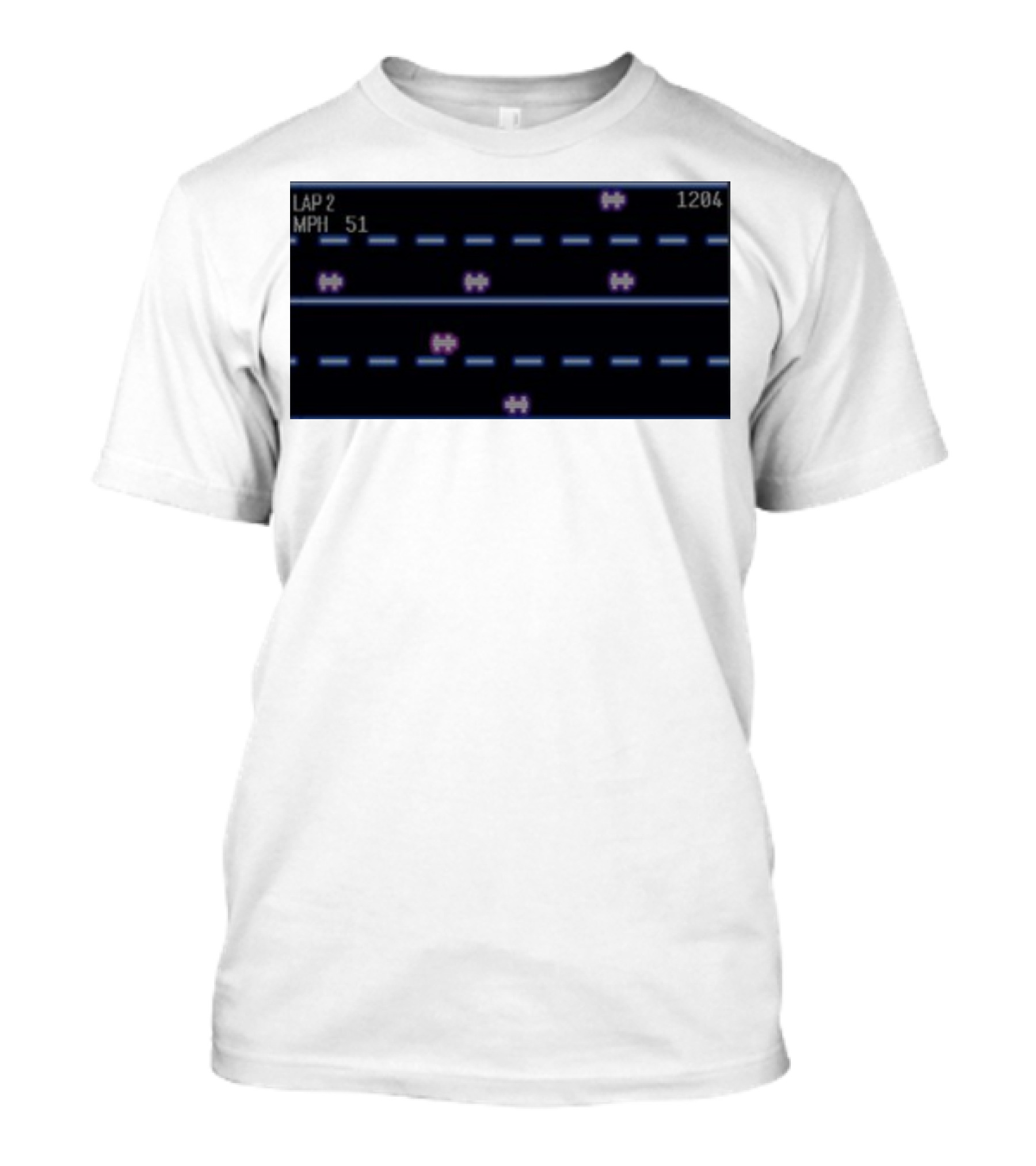 Midnight Motorist Game Lap 2 Mph 51 Score 1204 Retro Racing Pixels T-Shirt