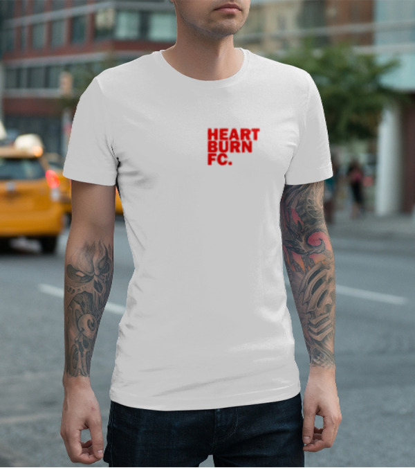 Redmancdesigns Heartburn FC Bold Red Text Minimalist T-Shirt