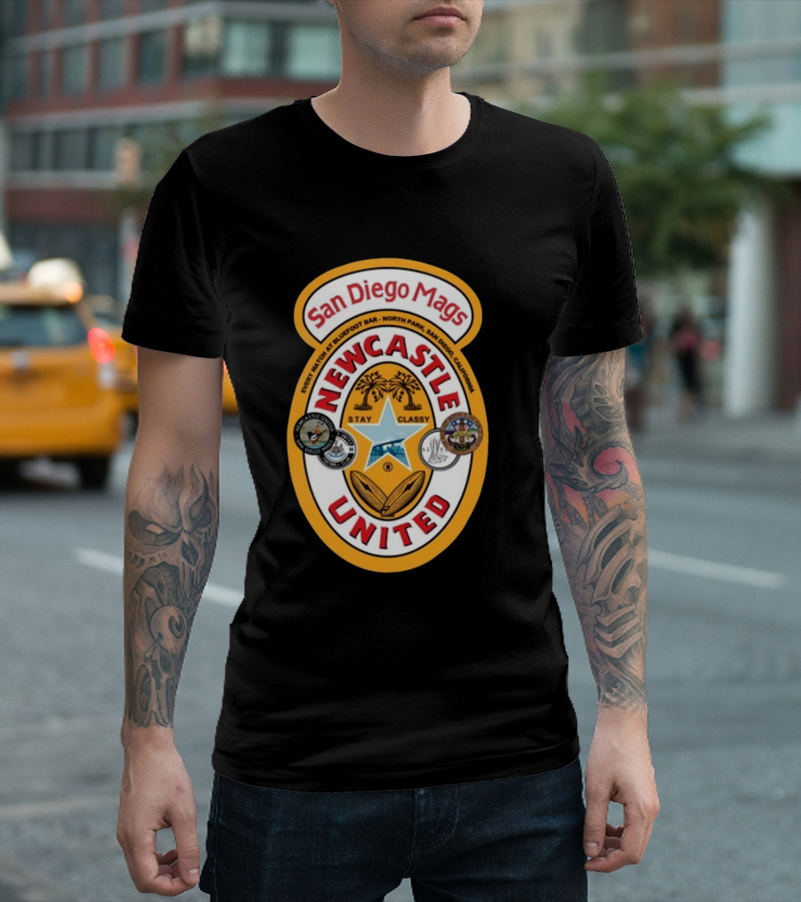 San Diego Mags Newcastle United Stay Classy So Cal Geordie Badge T-Shirt