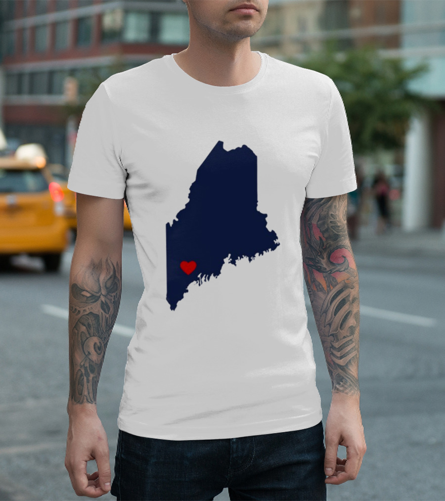 Lewiston Strong Maine Heart Map T-Shirt