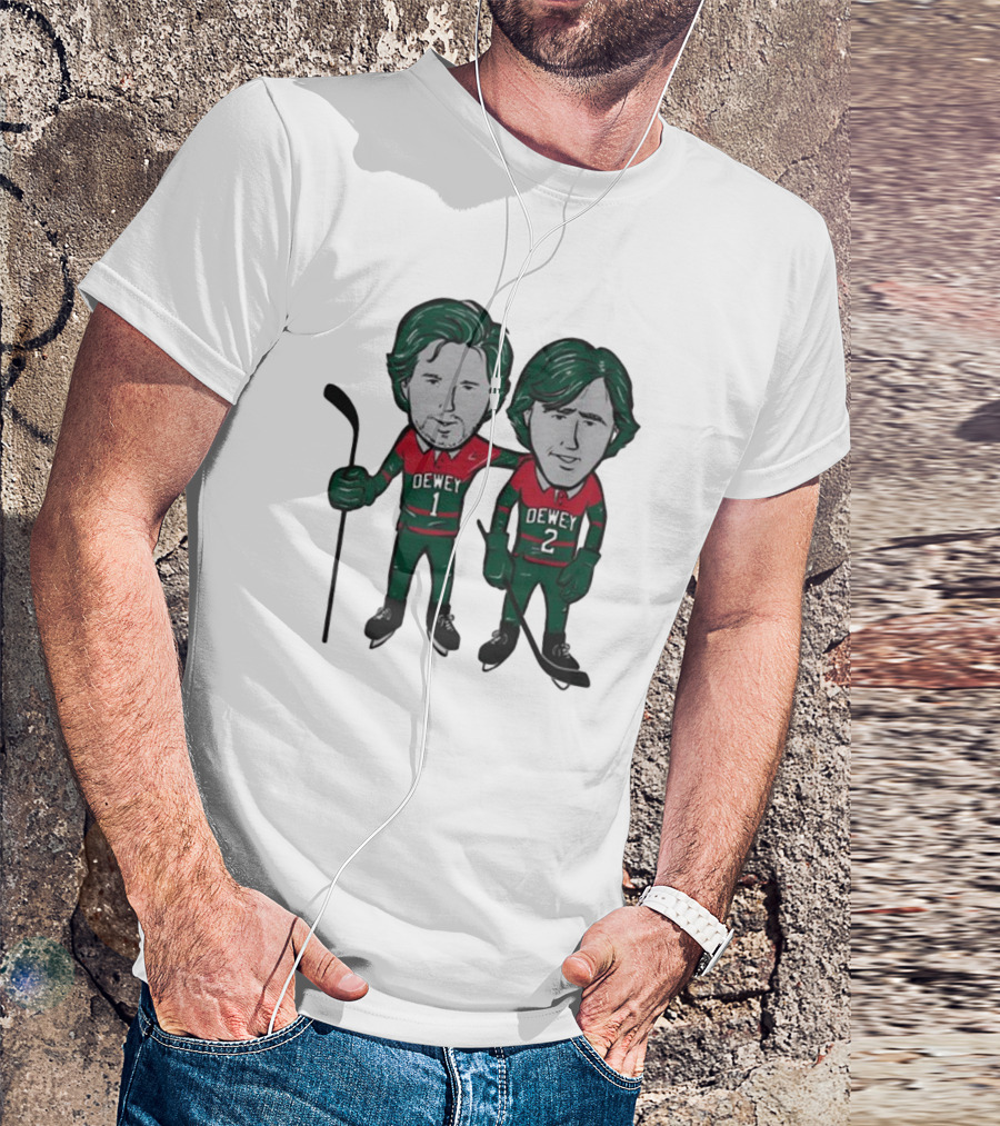 Minnesota Wild Meet The Deweys Sotastick Dewey 1 Dewey 2 Hockey Players T-Shirt