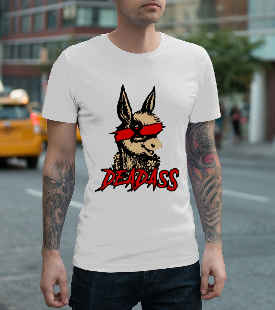Deadass Red Blindfold Cartoon Donkey T-Shirt