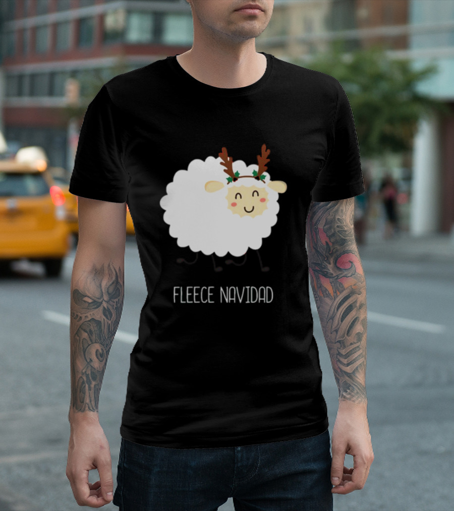 Fleece Navidad Christmas Sheep with Antlers T-Shirt