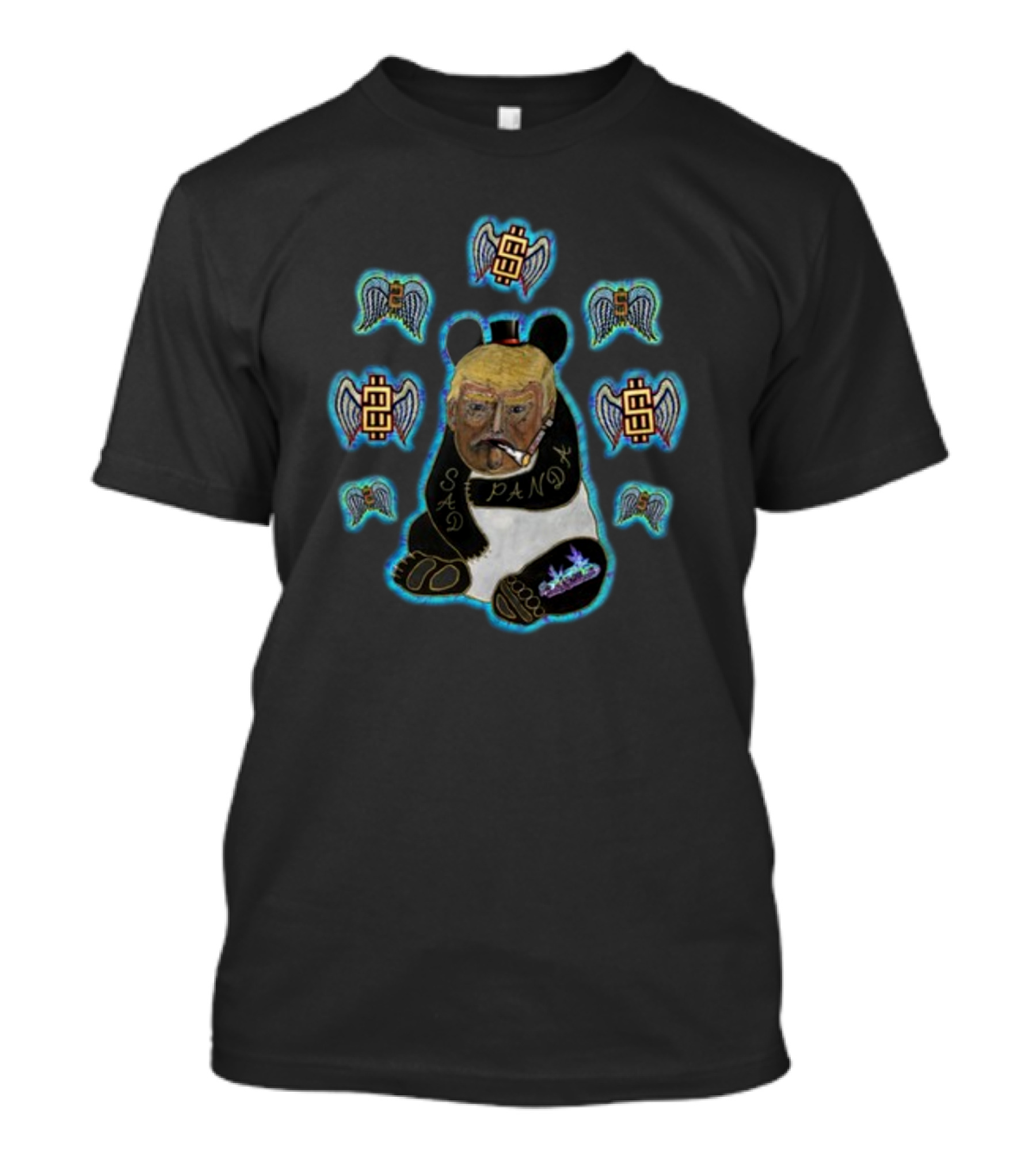 Rabidartwork Sad Panda Trump Smoking Dollar Angels T-Shirt