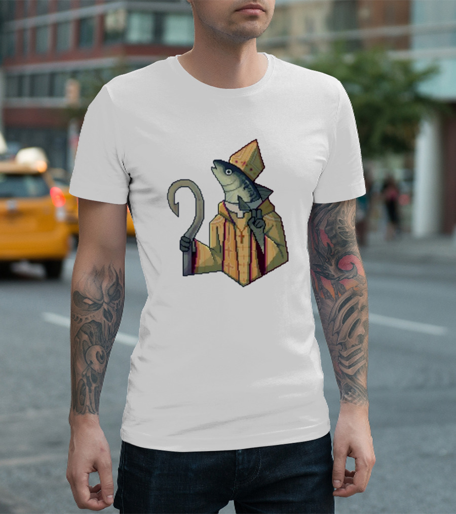 May Could Be With You Holy Mackerel Fish Bishop Pixel T-Shirt