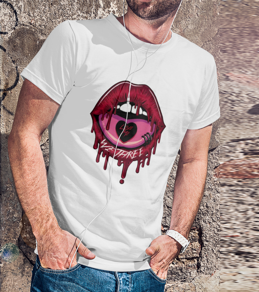 We Three Love Me Dripping Lips Heart Tattoo T-Shirt