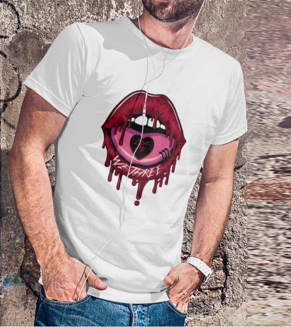 We Three Love Me Dripping Lips Heart Tattoo T-Shirt