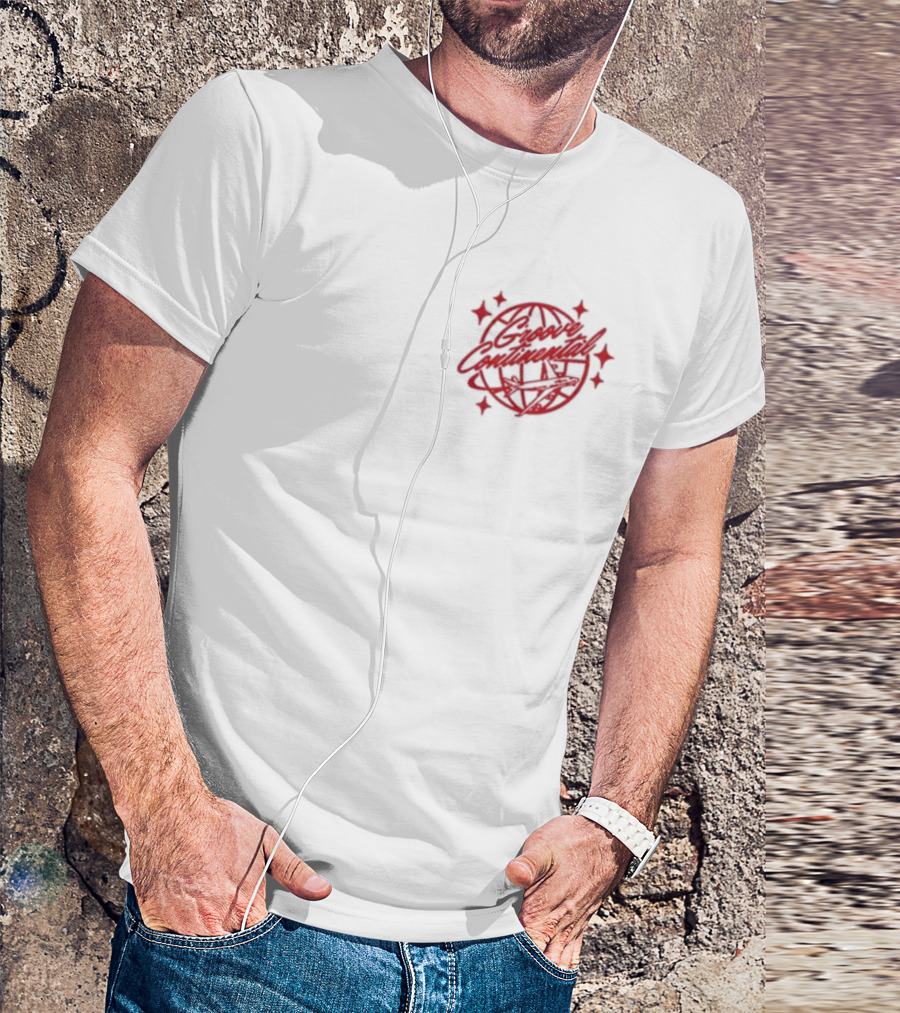 Yung Bae Groove Continental Red Globe Graphic With Stars T-Shirt