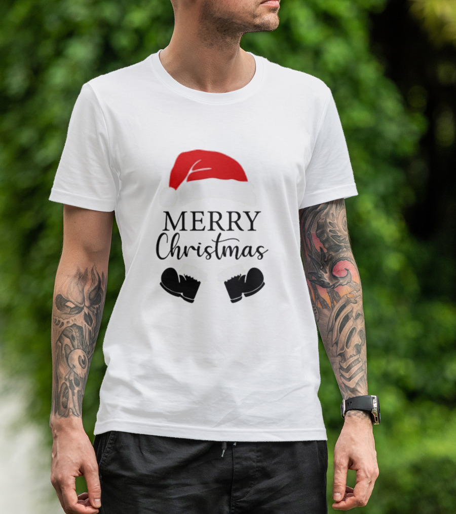 Merry Christmas Santa Hat And Boots Svg T-Shirt