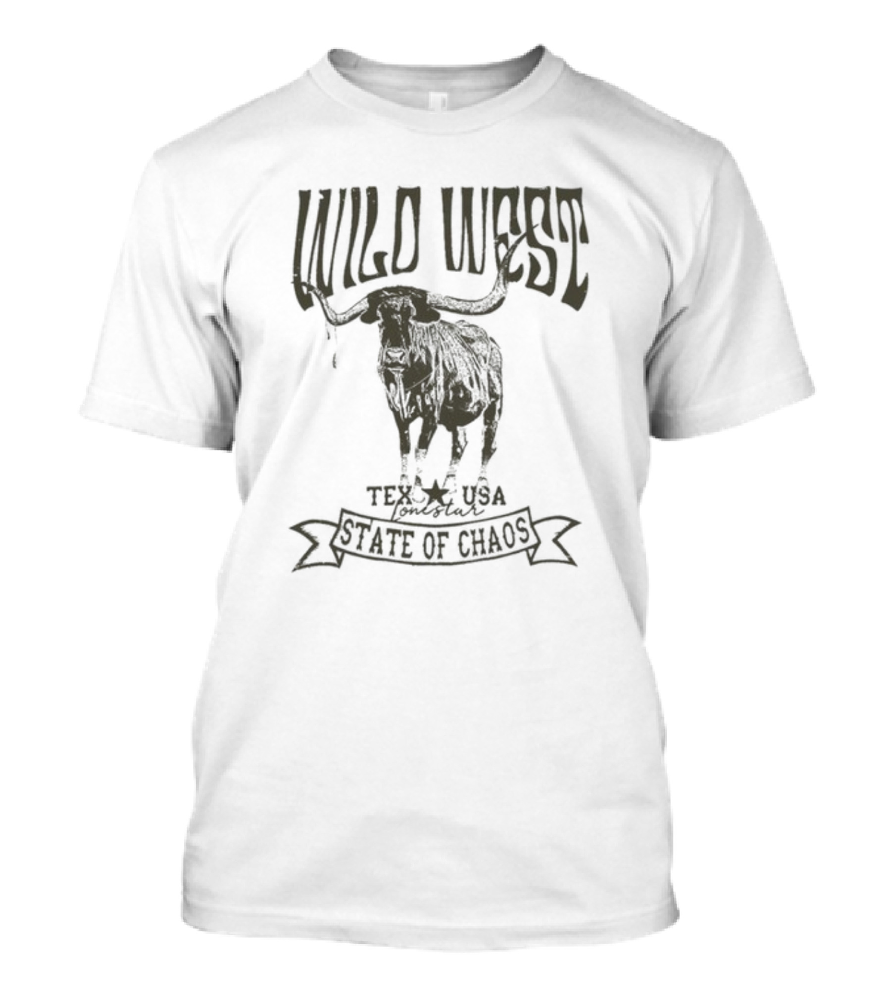 Wild West Texas USA State Of Chaos Longhorn T-Shirt