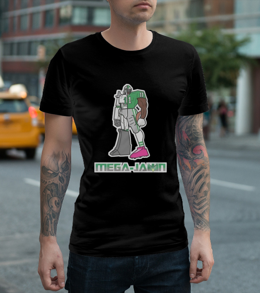 Phillygoat Mega-Jawn Football Robot Player 11 Green Pink Cleat T-Shirt