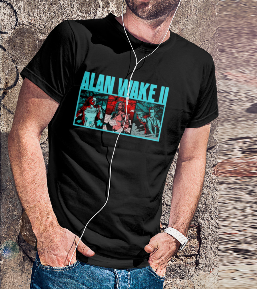 ALAN WAKE II Comic Style Three Panel T-Shirt