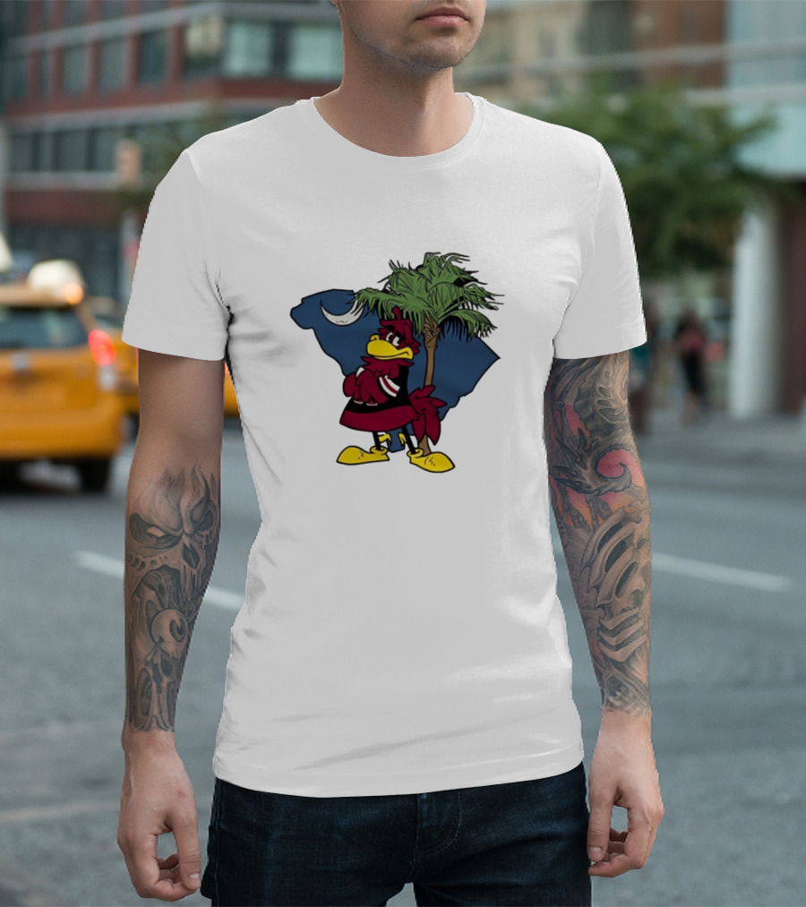 South Carolina Gamecock with Palmetto and Crescent Moon T-Shirt