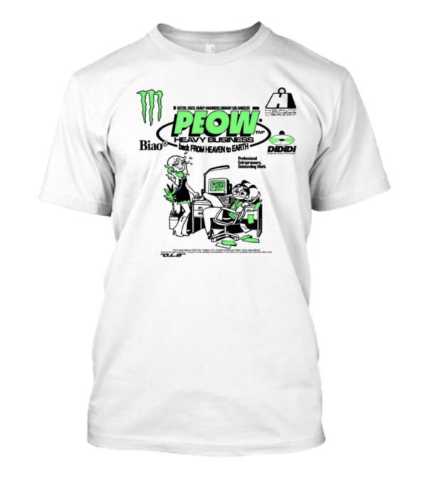 Monster Energy Peow Heavy Business Back From Heaven To Earth Heavy Manners Library Los Angeles DLB Biao Dididi T-Shirt