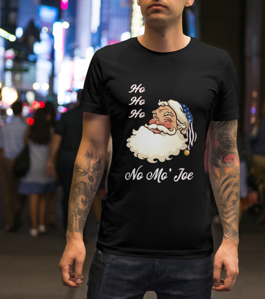 Ho Ho Ho No Mo’ Joe Patriotic Santa Hat Winking Santa T-Shirt