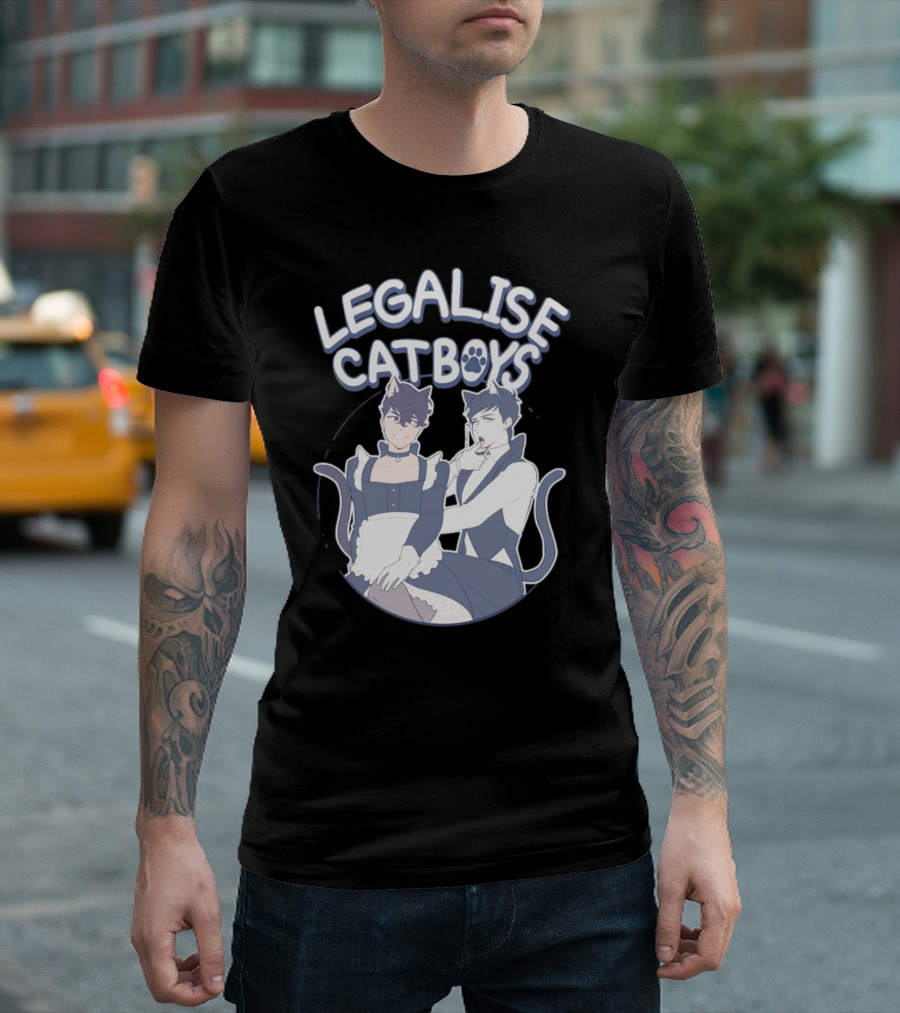 Legalise Catboys Anime Style Characters With Cat Ears and Tails T-Shirt