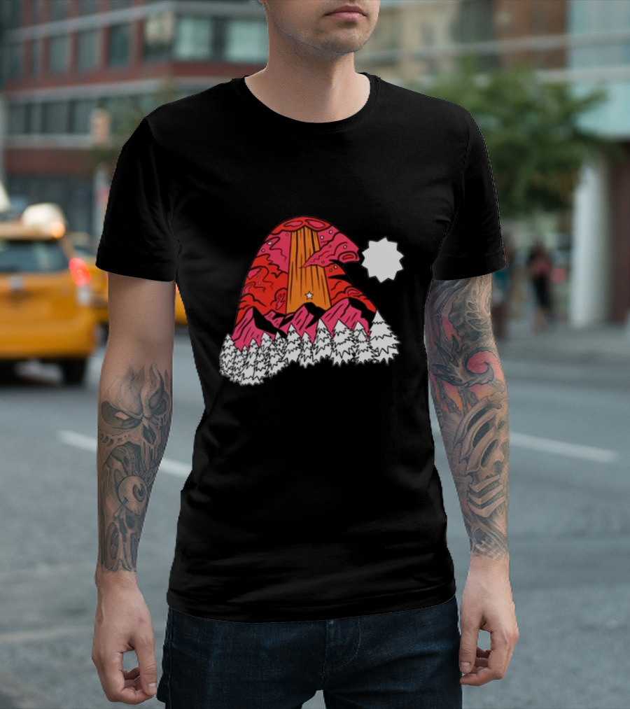 Home Free Texas Hill Christmas Santa Hat Mountain Scene T-Shirt