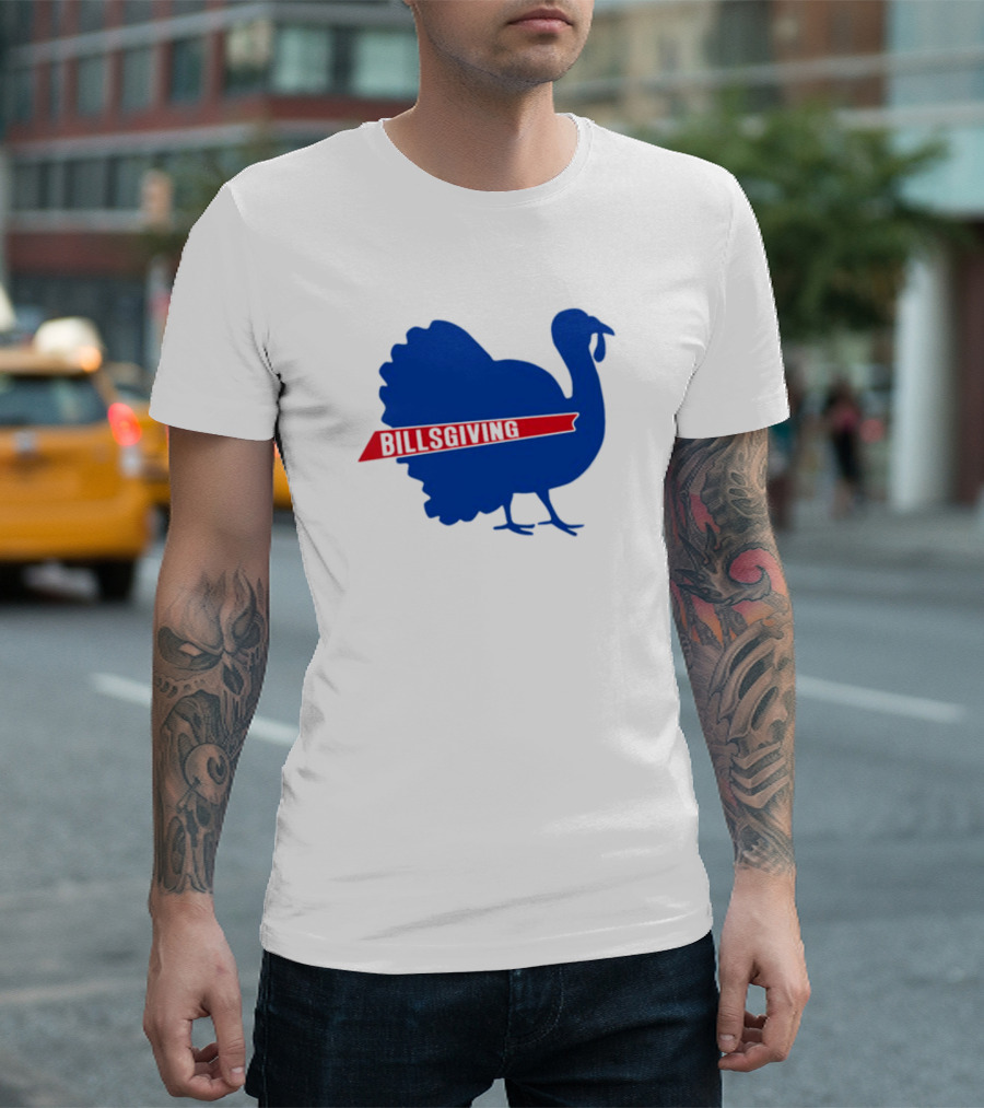 Billsgiving Turkey With Blue And Red T-Shirt
