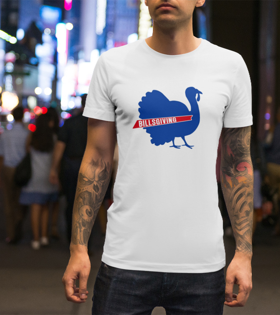 Billsgiving Turkey With Blue And Red T-Shirt