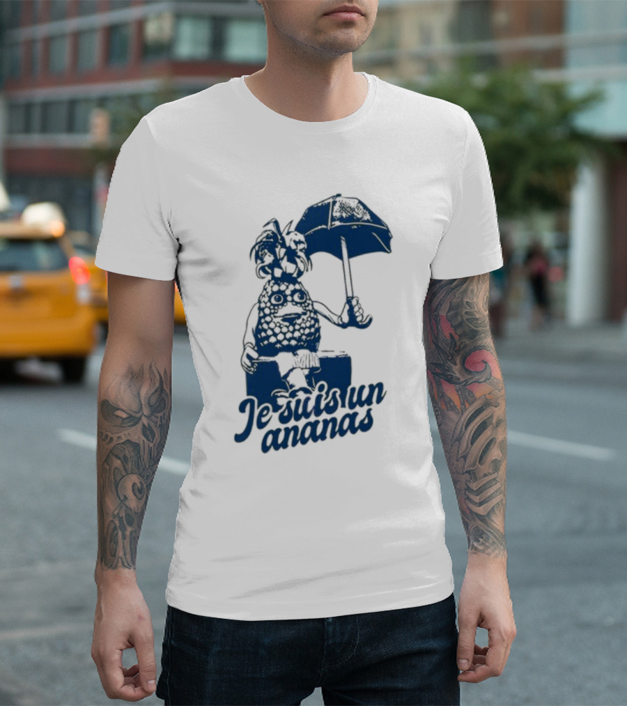 Retrokid Je Suis Un Ananas Pineapple Character With Umbrella T-Shirt