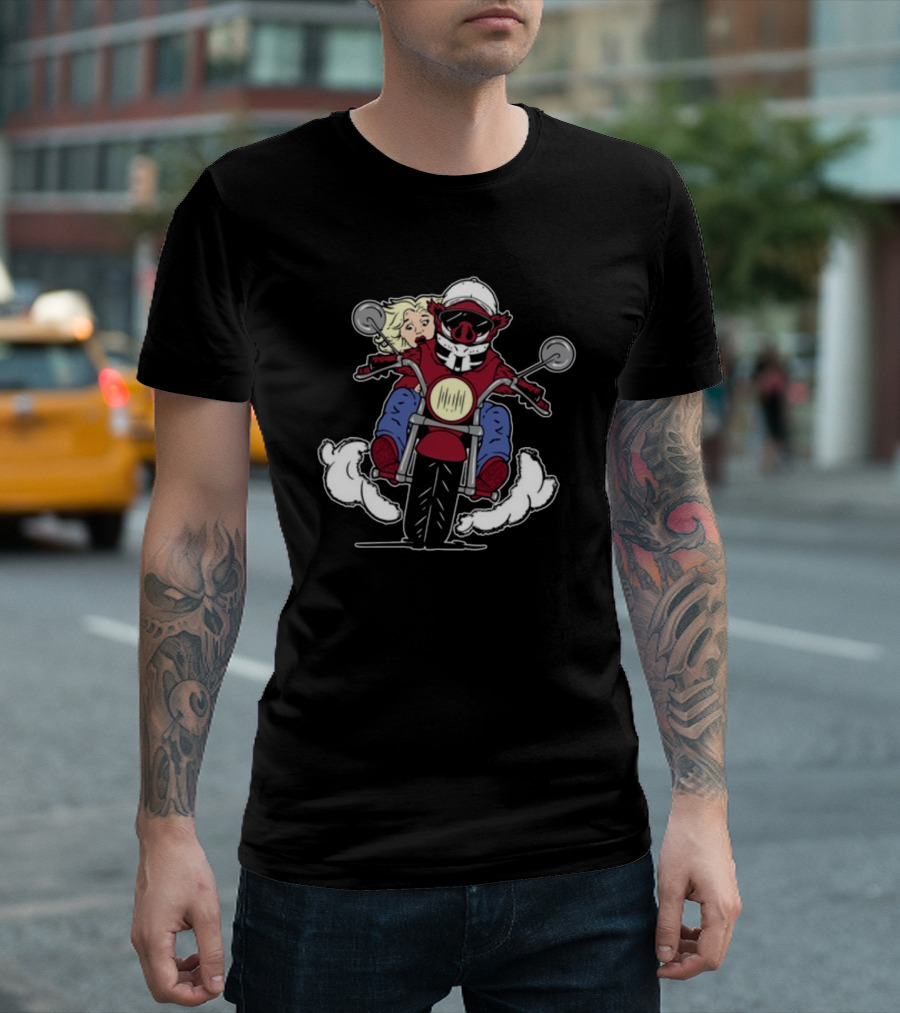 The Prodigal Son Returns Motorcycle Adventure with Pig Rider and Blonde Companion T-Shirt