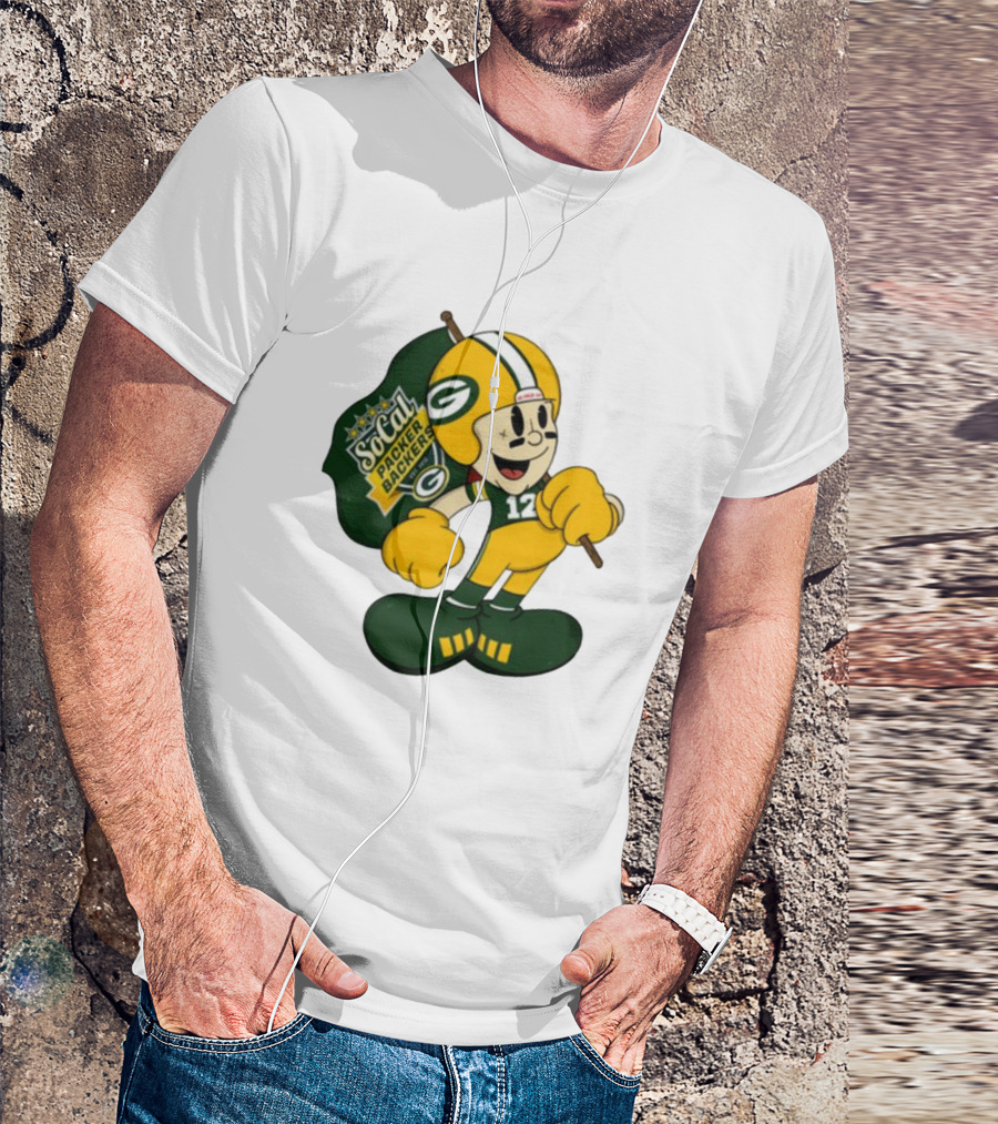 Socal Packer Backers 12 Retro Cartoon Football Character T-Shirt