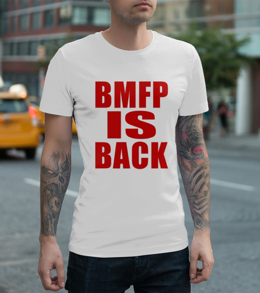 John Nabors BMFP Is Back Text in Bold Red T-Shirt