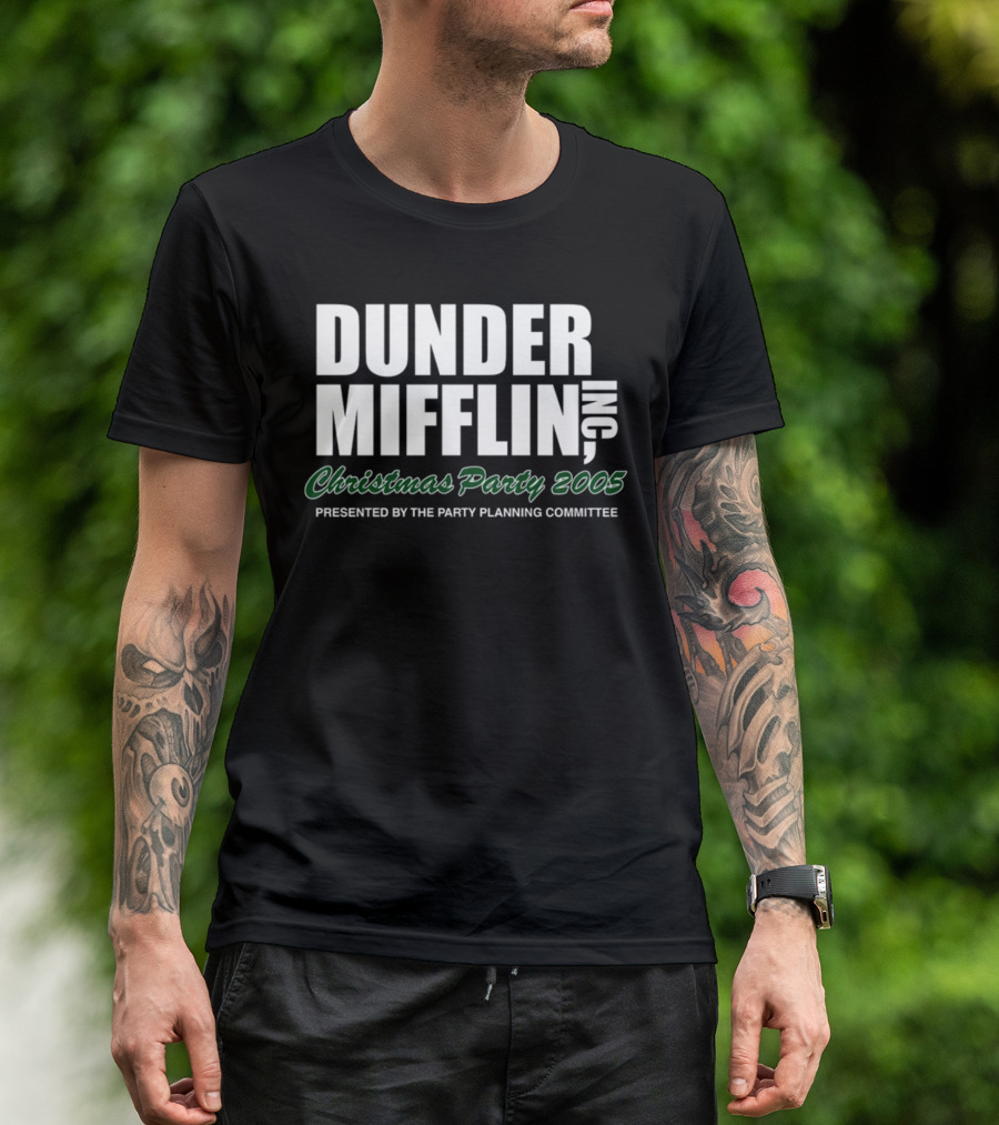 Dunder Mifflin Inc Christmas Party 2005 Presented By The Party Planning Committee Office Event T-Shirt